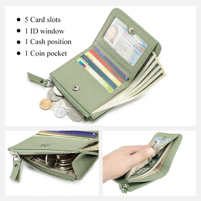 The Effortless Essential: Top Grain Leather Women's Slim Bi-Fold Wallet