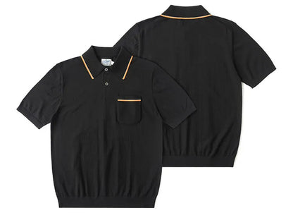 The 1940s Riviera Knit Polo Shirt Men's Vintage 1940s | 100% Combed Cotton Slim Fit Short Sleeve Casual Sportswear