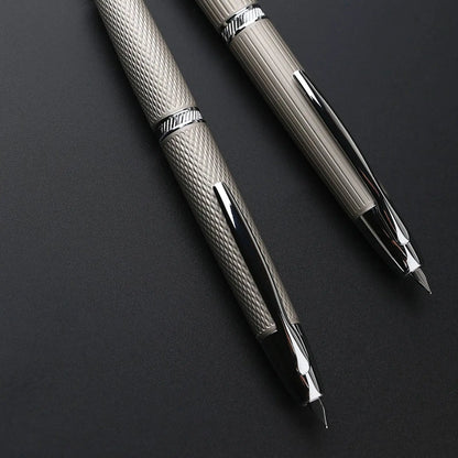 The Executive Grip: Metal Press Luxury Fountain Pen – Effortless Style, Precision Writing.