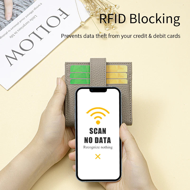 Women's Top-Grain Leather RFID Wallet | Ultra-Thin Mini Purse & Card Holder