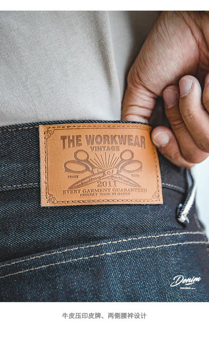 MADEN Slim Fit Straight Leg Jeans | "The Workwear" Original Selvedge Raw Rigid Denim