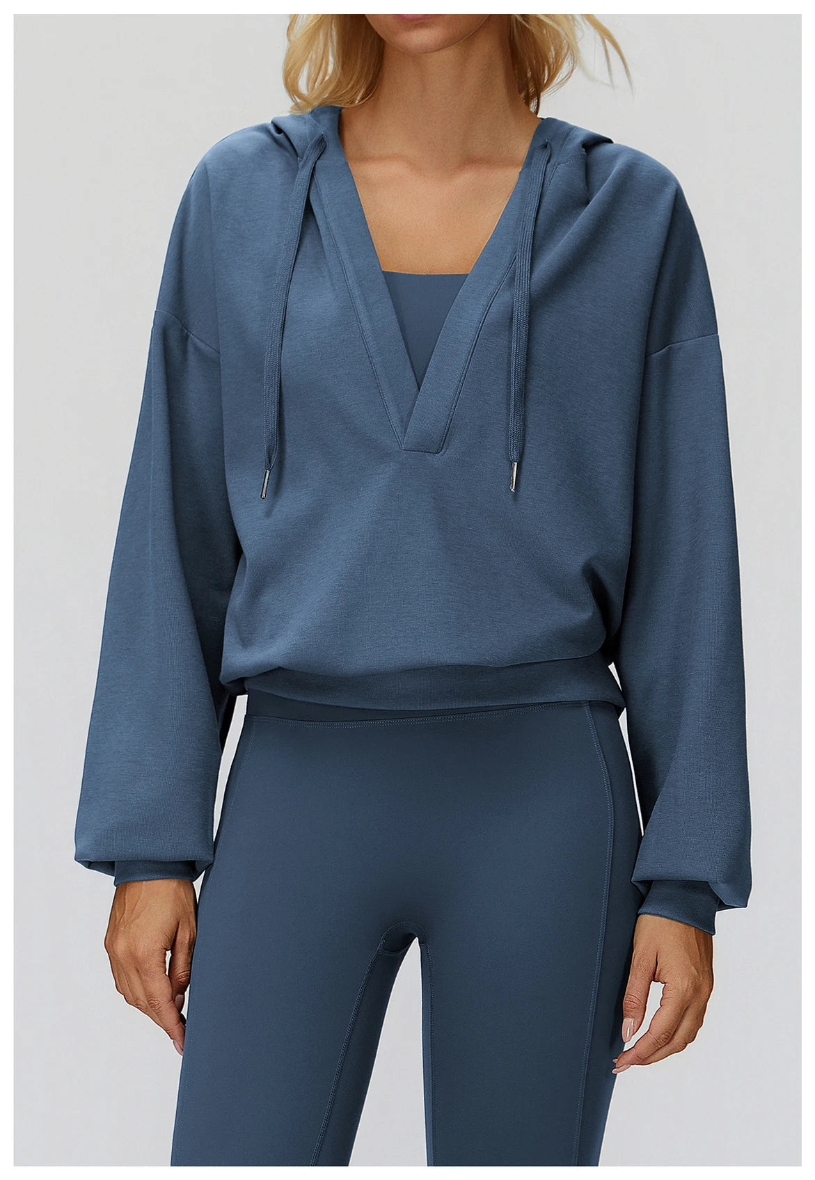Women's Deep-V Sweatshirt Sports Top | Loose Fit Yoga & Running Sweatshirt