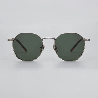 The Titan's Gaze: Men's Pure Titanium Round Polarized Sunglasses