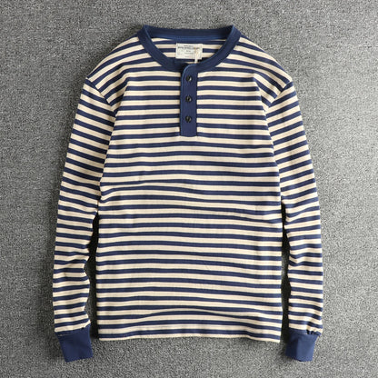 The Mariner's Heir: American Retro Men's Heavyweight Striped Henley