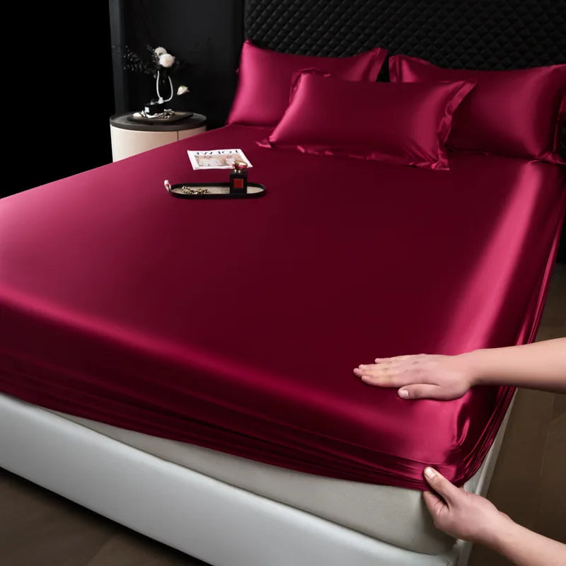 The Bauhaus Nocturne: 100% Mulberry Silk 3-Piece Fitted Sheet Set with Pillowcase Suite