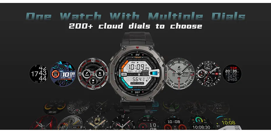 Men's T-Rex 3 GPS Smartwatch - 1.43" AMOLED, 5ATM Waterproof, Fitness Tracker for Men