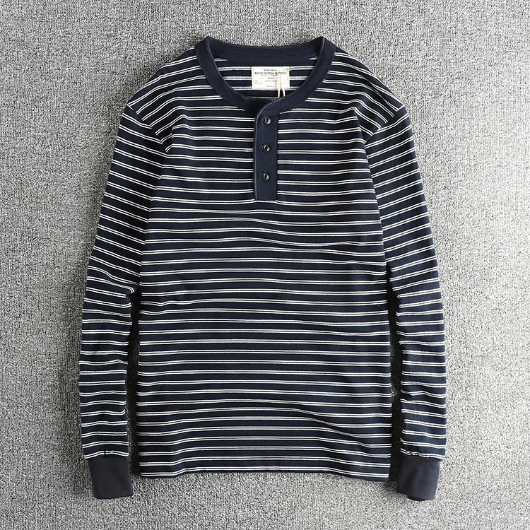 The Mariner's Heir: American Retro Men's Heavyweight Striped Henley