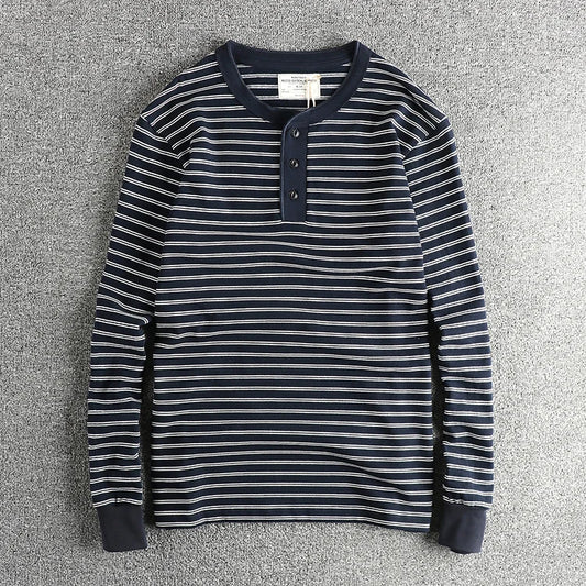 The Mariner's Heir: American Retro Men's Heavyweight Striped Henley