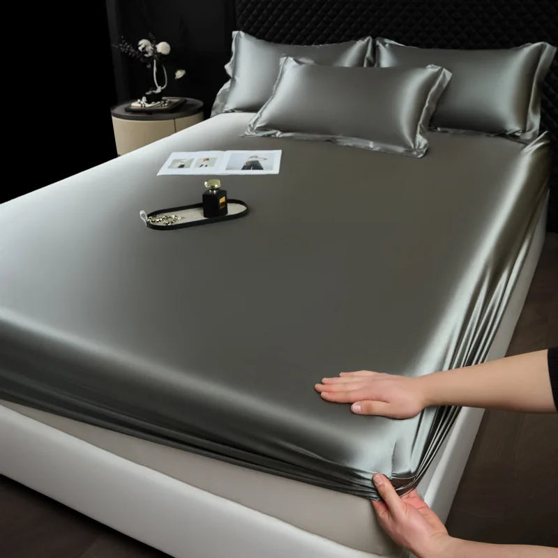 The Bauhaus Nocturne: 100% Mulberry Silk 3-Piece Fitted Sheet Set with Pillowcase Suite