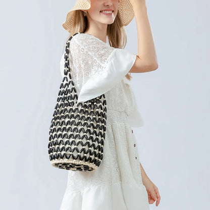 The Talitha Wooden Beaded Bucket Bag