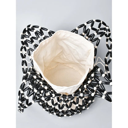 The Talitha Wooden Beaded Bucket Bag