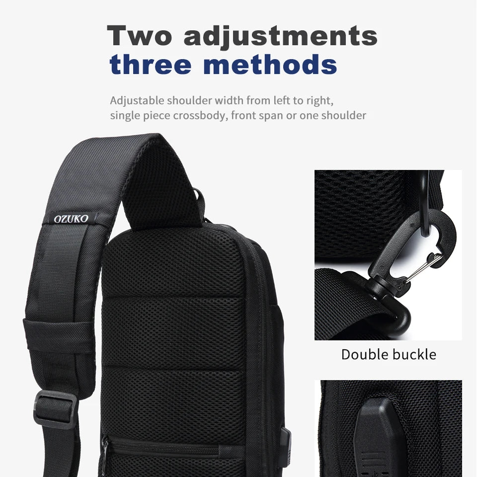 Men's Tripper Anti-Theft Lock Crossbody Messenger Bag