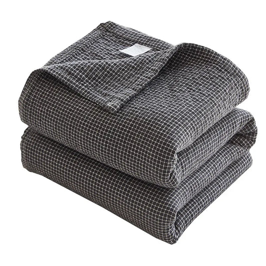 Cloud-Soft All-Season Cocoon 100% Cotton Plaid Blanket
