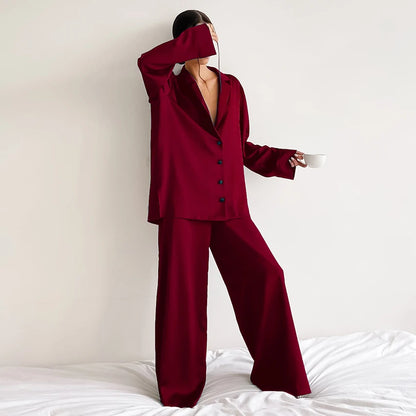 The Modern Muse: Women's Silk-Touch Satin Sleepwear Loungewear Set