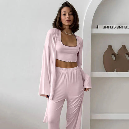 The Luxe Lounge Edit: Women's Fluid Knit 3-Piece Sleepwear Loungewear Set