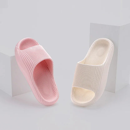 Smile Pop Ribbed Slides – Cloud-Soft Recovery for Busy Days