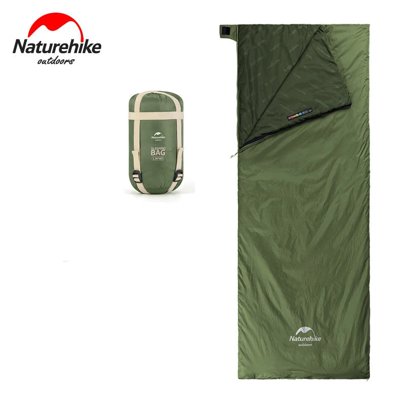Green sleeping bag with Naturehike branding on a white background
