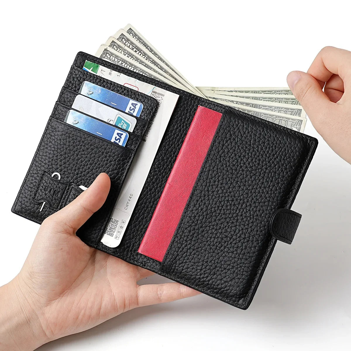 The Jetset Nomad: Pebbled Leather RFID Passport & Travel Wallet