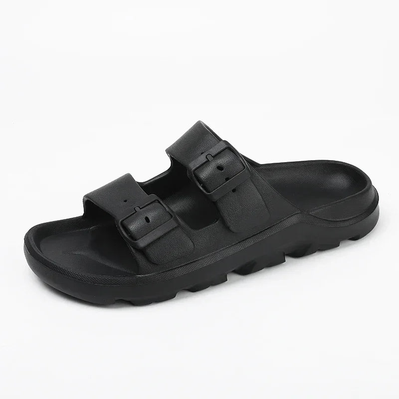 The Urban Wanderer: All-Terrain Buckle Slippers Sliders