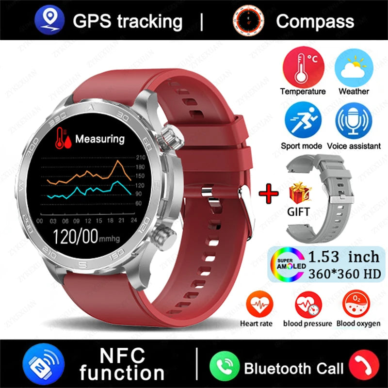 Men's GPS Sports Smartwatch: 1.53" HD Screen, Bluetooth Calling, Compass, & NFC Access