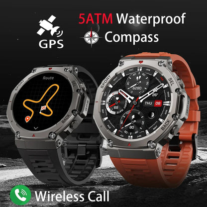 Men's T-Rex 3 GPS Smartwatch - 1.43" AMOLED, 5ATM Waterproof, Fitness Tracker for Men