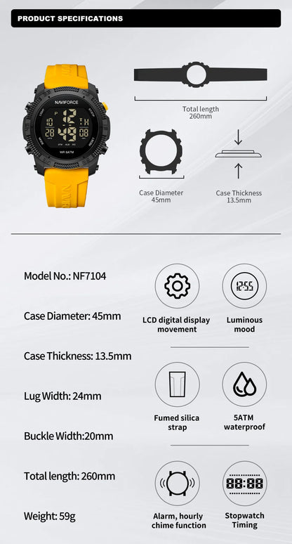The Navigator Digital Sports Watch - Engineered for the Urban Explorer NAVIFORCE NF7104
