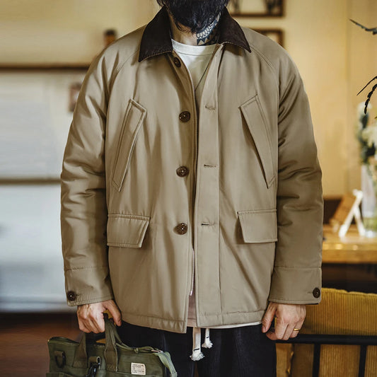 Men's HERITAGE Inspired Padded Safari Jacket with Corduroy Collar