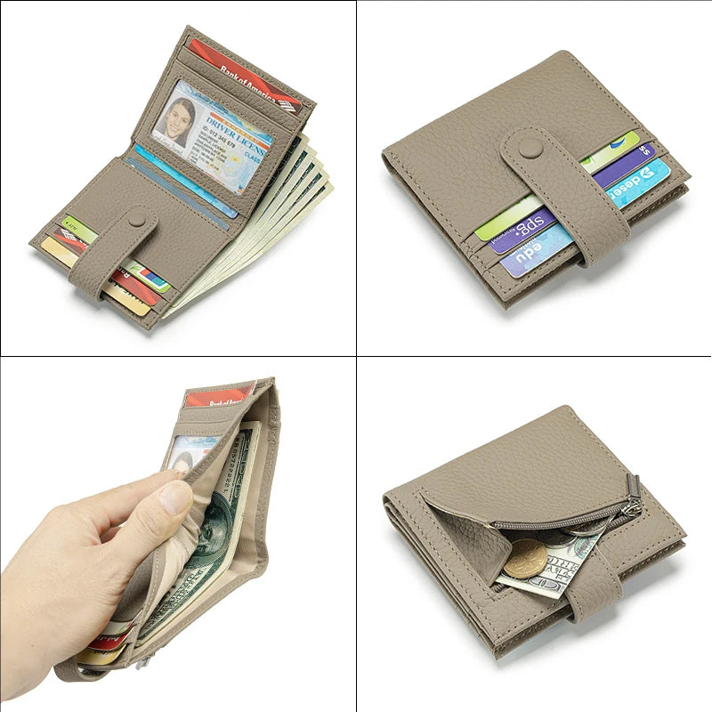 Women's Top-Grain Leather RFID Wallet | Ultra-Thin Mini Purse & Card Holder