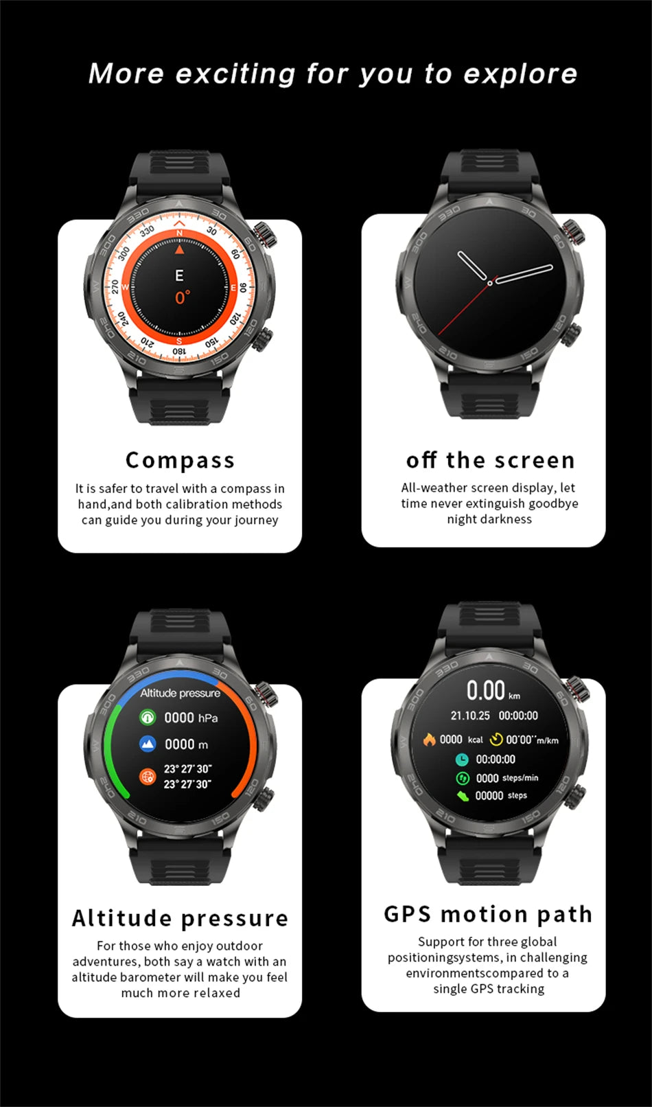 Men's GPS Sports Smartwatch: 1.53" HD Screen, Bluetooth Calling, Compass, & NFC Access