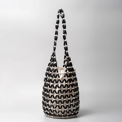 The Talitha Wooden Beaded Bucket Bag