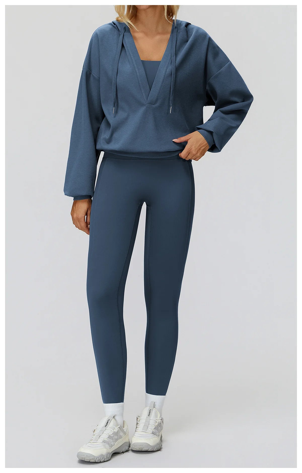 Women's Deep-V Sweatshirt Sports Top | Loose Fit Yoga & Running Sweatshirt