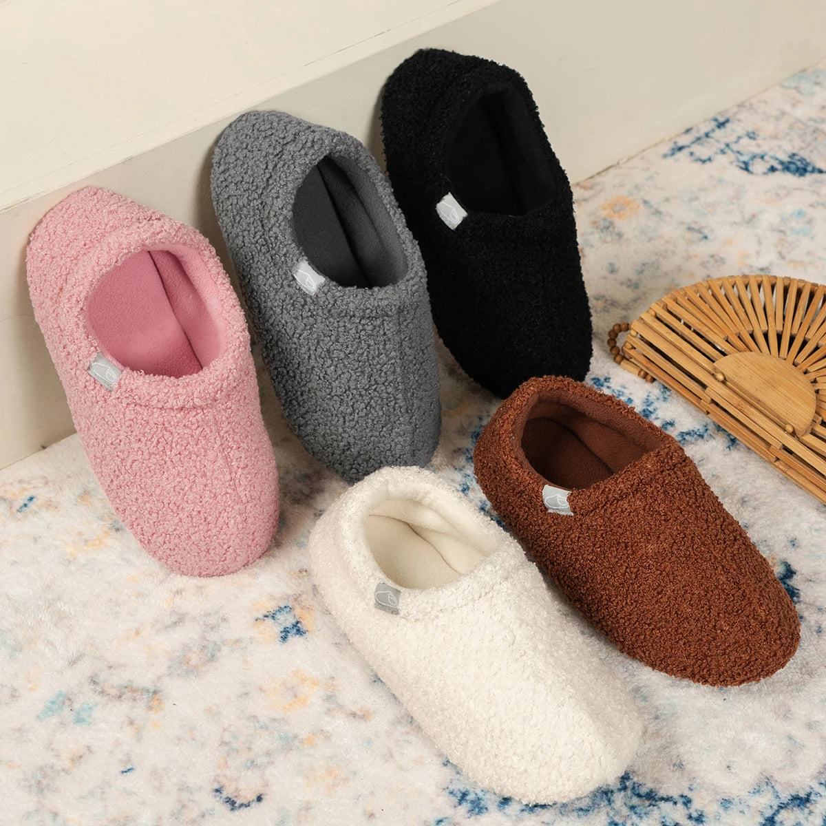 Women's Soft Curly Cozy Loafer Slippers with Polar Fleece Lining
