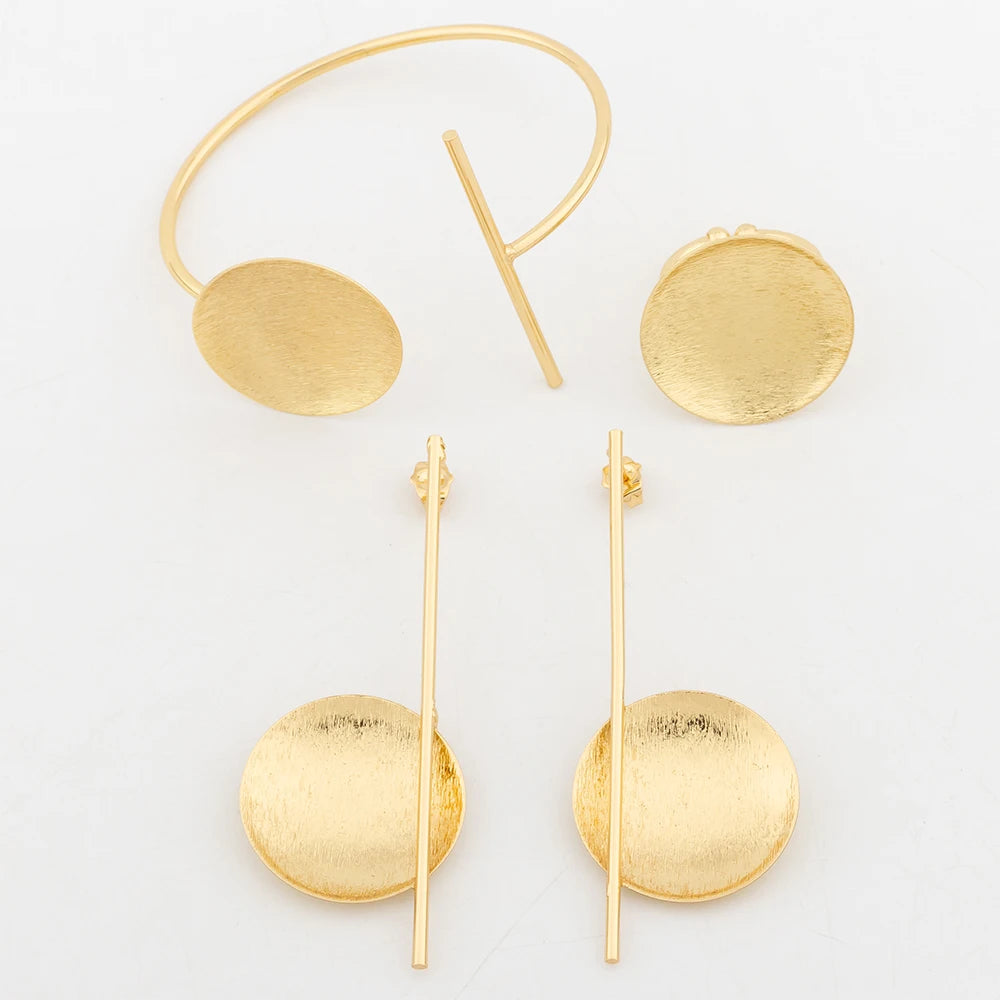 Geometric Round jewellery Set 18K Gold colour