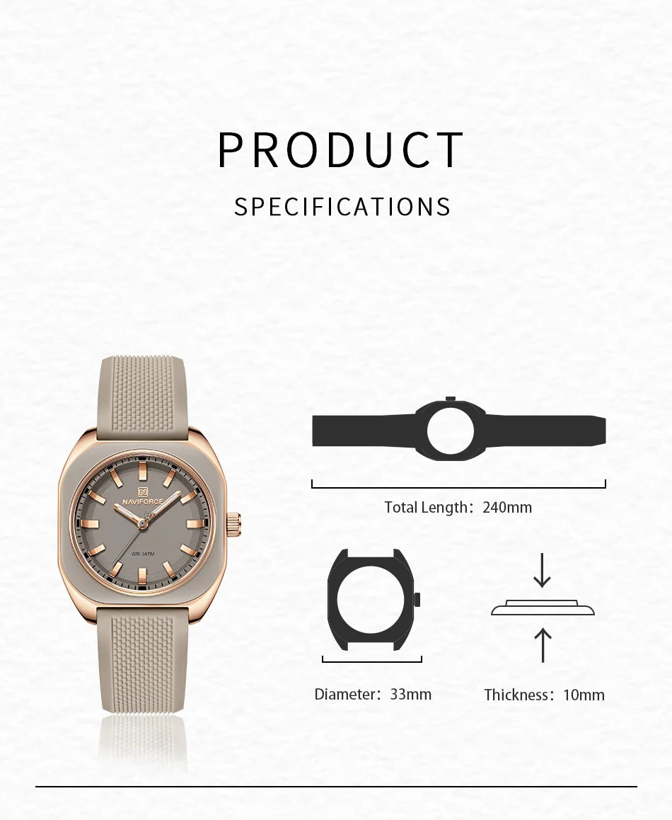 The Naviforce Polygon Women's Watch: Sculpted Simplicity for the Modern Wardrobe