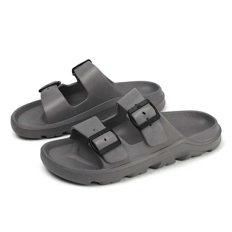 The Urban Wanderer: All-Terrain Buckle Slippers Sliders