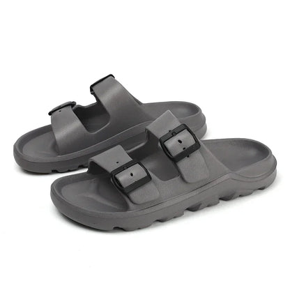 The Urban Wanderer: All-Terrain Buckle Slippers Sliders