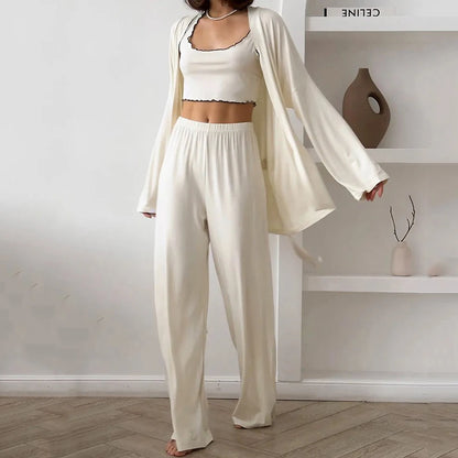 The Luxe Lounge Edit: Women's Fluid Knit 3-Piece Sleepwear Loungewear Set