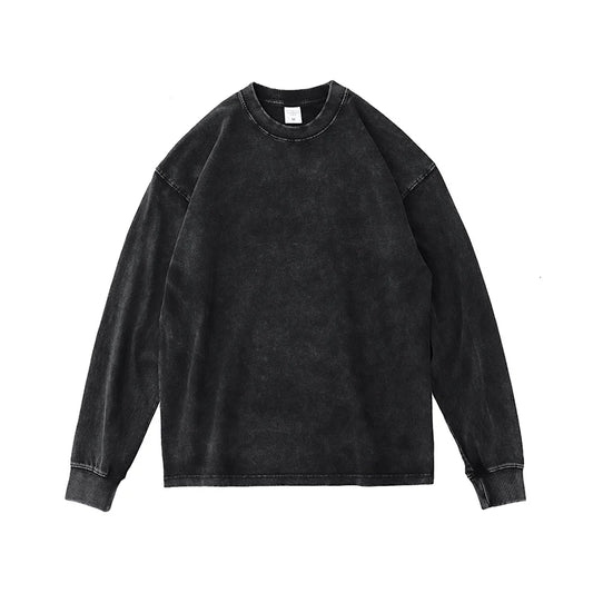 Vintage Revival: Men's Heavyweight Wax Washed Long Sleeve T-Shirt