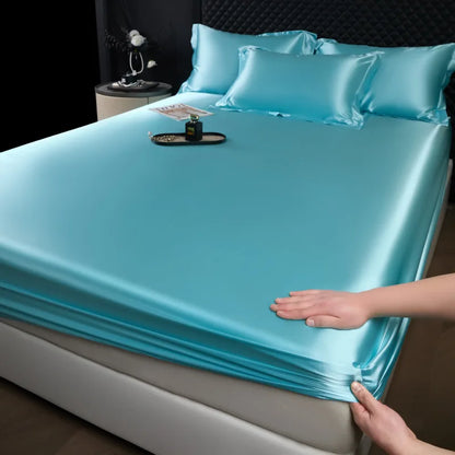 The Bauhaus Nocturne: 100% Mulberry Silk 3-Piece Fitted Sheet Set with Pillowcase Suite