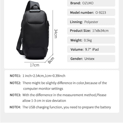 Men's Tripper Anti-Theft Lock Crossbody Messenger Bag