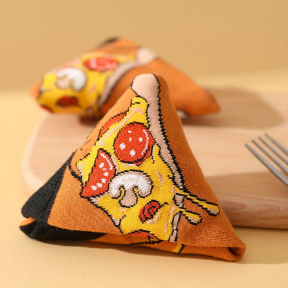Unique pizza pattern men's and women's Christmas gift socks