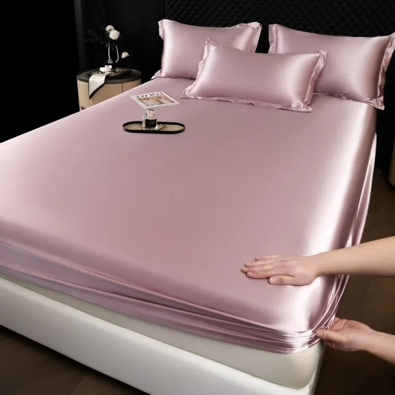 The Bauhaus Nocturne: 100% Mulberry Silk 3-Piece Fitted Sheet Set with Pillowcase Suite