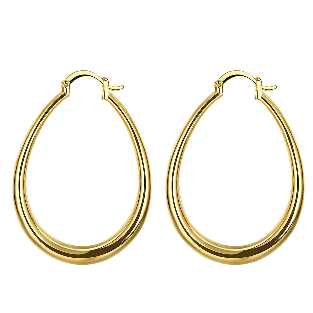 Oval Hoop Earrings in 18K gold plated Sterling Silver