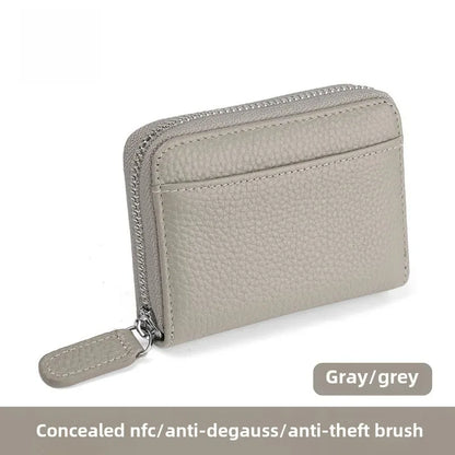 The Minimalist's Luxe: Top Grain Leather Accordion Zip Purse | RFID Blocking Card Holder Wallet