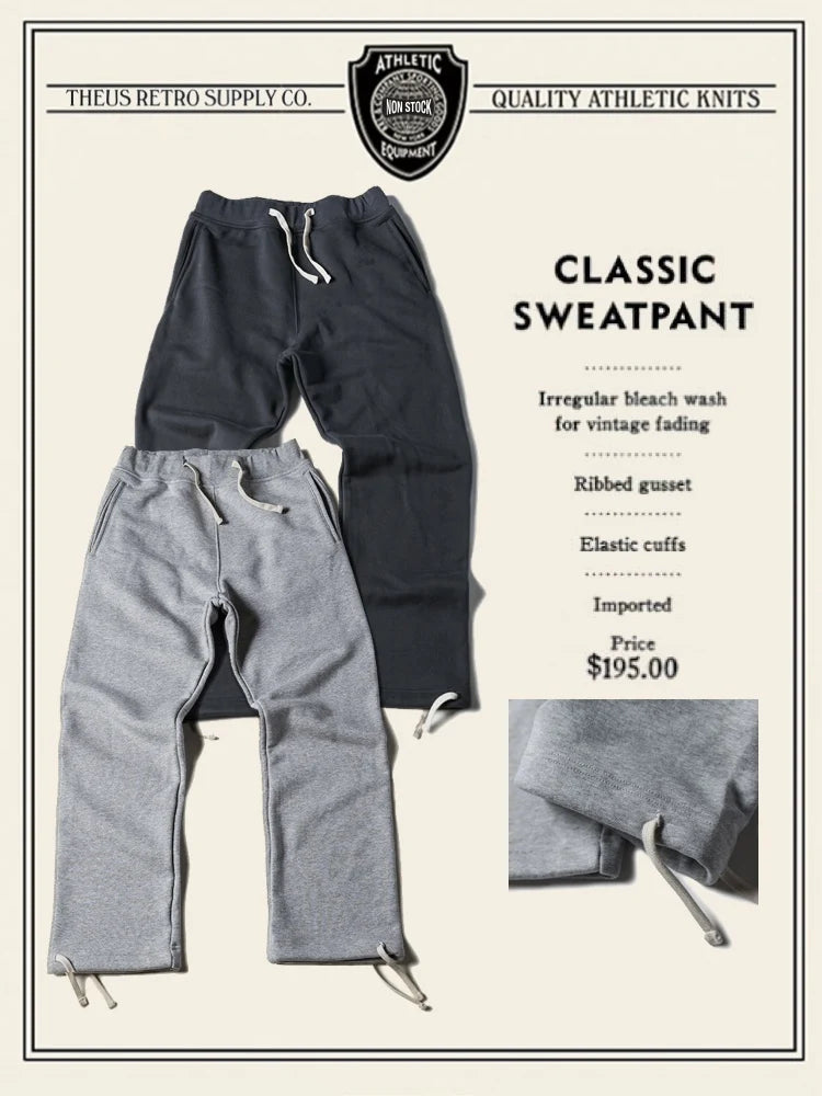 American Vintage Victory Sweat Pants: Men's Authentic Looped back Heavy Cotton Terry Sweat pant