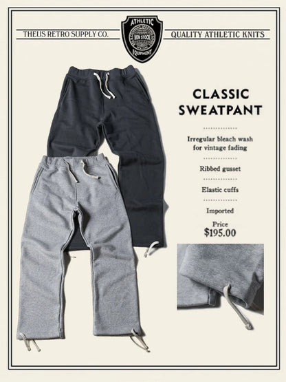 American Vintage Victory Sweat Pants: Men's Authentic Looped back Heavy Cotton Terry Sweat pant