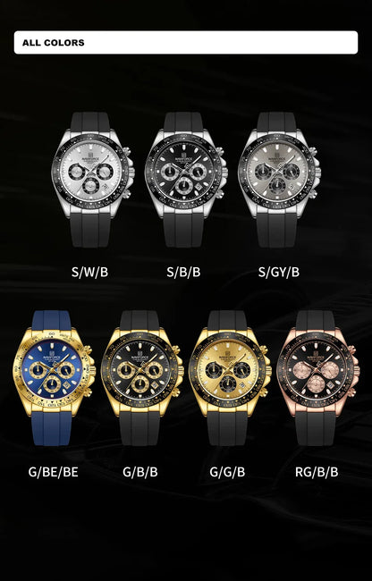 The Apex Men's Chrono Quartz Movement Watch : NAVIFORCE NF8054 Racing Speed Watch