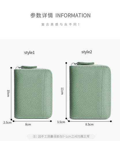 The Minimalist's Luxe: Top Grain Leather Accordion Zip Purse | RFID Blocking Card Holder Wallet