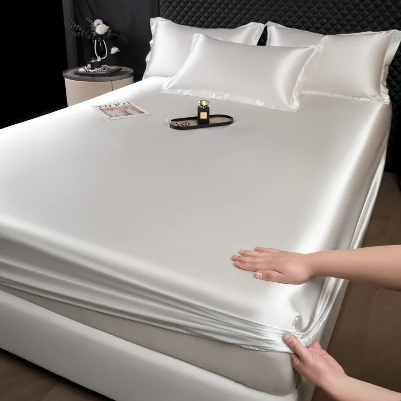 The Bauhaus Nocturne: 100% Mulberry Silk 3-Piece Fitted Sheet Set with Pillowcase Suite