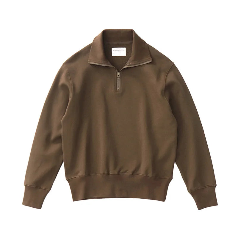 The Heritage Half-Zip: Men's American Retro Heavyweight Terry Sweatshirt